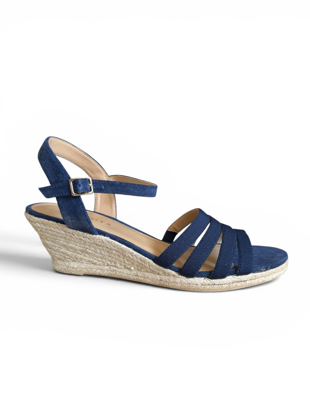 Talbots Lyndsay Elastic Espadrille Wedge Sandals Indigo Navy Blue Size 10